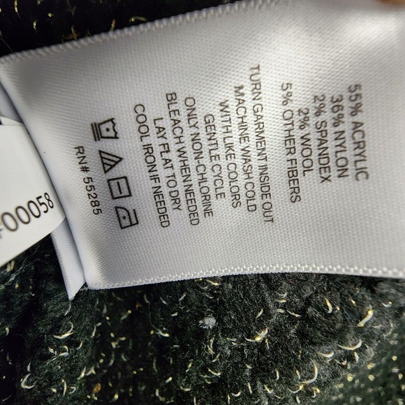 Express Cardigan Sweater Womens L Black Gold Detail Puff Shoulder Wool Blend NEW - Picture 12 of 14